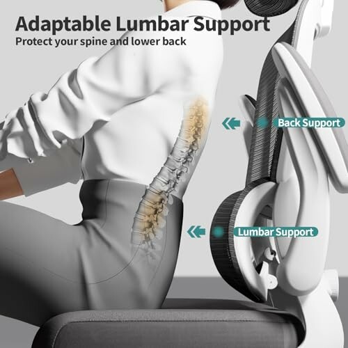 Diagram of a chair with adaptable lumbar and back support.