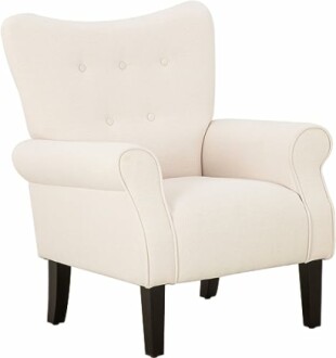 Beige modern armchair with dark legs