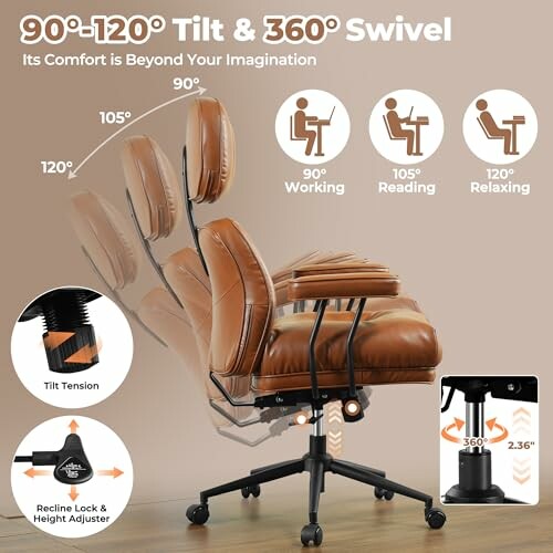 Ergonomic office chair with adjustable tilt and swivel features.