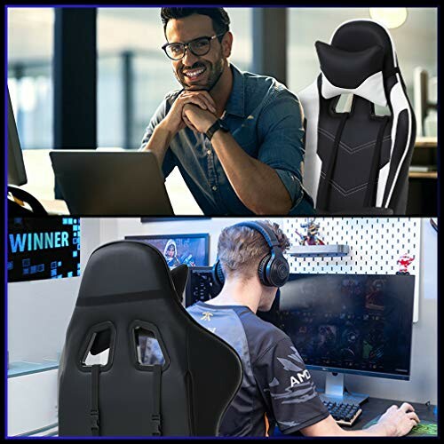 Gaming and office chair with people using computers