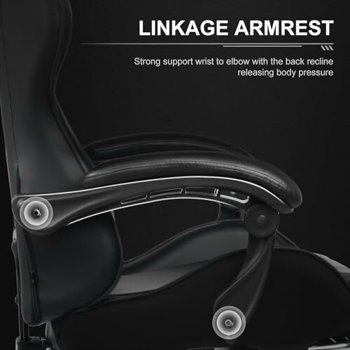 Linkage armrest on office chair with ergonomic design