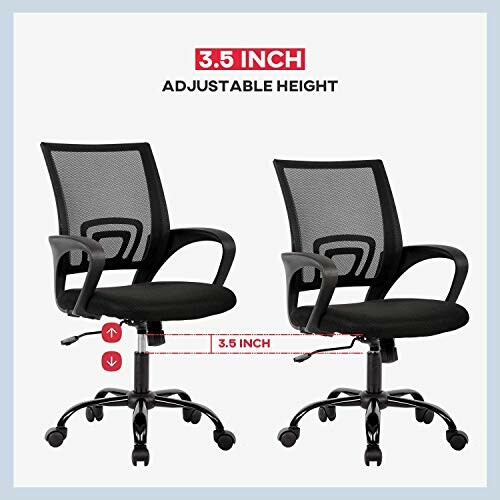 Office chair with 3.5 inch adjustable height