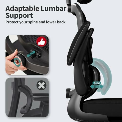 Office chair with adaptable lumbar support feature