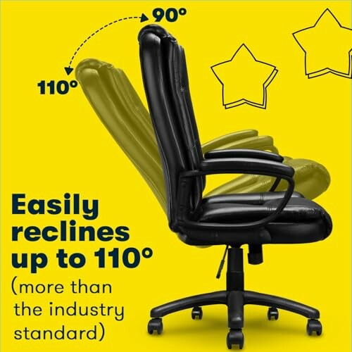 Office chair reclines up to 110 degrees.