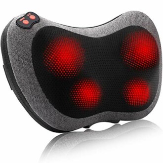 Shiatsu massage pillow with red heat nodes